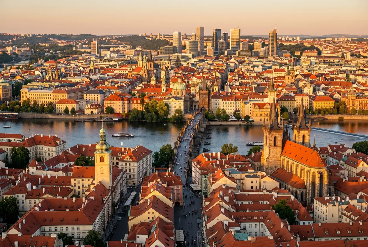Panorama Prahy symbolizující český sázkový trh